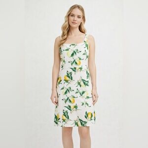 Size 6P Ann Taylor (NWT) Lemon Sundress, Square Neck Sheath Dress, Line
